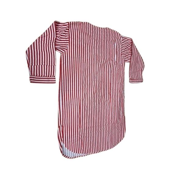 "Botany 500" Red & White Striped Flannel Christmas Night Shirt VTG SZ S/M Unisex - Picture 10 of 11